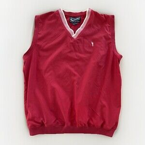 Austin Golf Vest Mens Medium Red Pockets V Neck Activewear Preppy